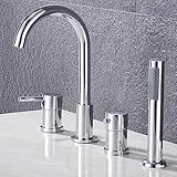 4-Loch-Badewannenarmatur-Set mit Duschdeck-Montage, stilvolle Wannenarmatur für moderne Badezimmer,...
