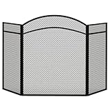HOMCOM Kaminschutzgitter, Klappbares Funkenschutzgitter mit 3 Paneelen, Ofenschutzgitter für...