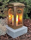 Grablampe mit Sockel Classico Premium Massiv Bronze 28,0cm Kerze Grabkerze Grabschmuck Grablaterne...