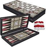 Deluxe Holz Backgammon Schach Set PALAMEDES 42x42 cm (XL) - Tavla Backgammon Holz Koffer mit...