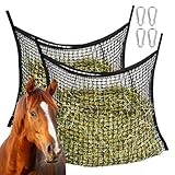 Heunetz für Pferde 90x60cm, 2 Stück Heunetz Heusack für Pferde, Heunetz Maschenweite 3 x 3cm,...