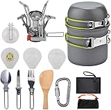 Pardarsey Camping Kochgeschirr Mess Kit 1-2 Person O2-3 Person,Klappmesser und Gabel, tragbare...