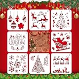 Efocakiox 12,7 cm große Weihnachtsschablonen, wiederverwendbar, Kunststoff, Zeichnen, Malen,...