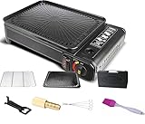 SMH LINE® 2-in-1 Camping Gasgrill Set Campinggrill Balkon-Grill Tischgrill Campingkocher Tragbarer...