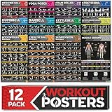 Laminiertes großes Workout-Poster-Set – perfekte Workout-Poster für das Fitnessstudio zu Hause...