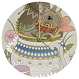 EZIOLY Acryl-Wanduhr, Motiv: Kaninchen in einer Tasse, 25,4 cm, leise, nicht tickend, Quarz,...