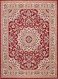 Carpeto Orientteppich Teppich Rot 60 x 100 cm Medaillon Muster Kurzflor Verona Kollektion