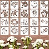 20 Stück Blume Schablonen Set Blumenschablonen Zum Basteln Diy Malerei Schablonen Malen Zeichnung...