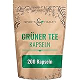 Grüner Tee Kapseln - 1.000 mg pro Tagesdosierung - 200 Kapseln - Vegan - Grüner Tee Extrakt...