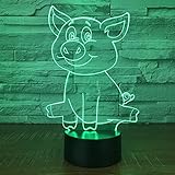 3D-Schwein-Nachtlicht, Tier, USB-Touch-Schalter, Dekor-Lampe, Tisch, Schreibtisch, optische...