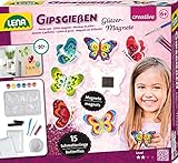 Lena 42707 Gipsgießen Set für 15 Glitter Schmetterling-Magnete, Gussform Gipsfiguren mit 6...