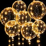 Leuchtende Luftballons, 7 Packungen 20 Zoll Valentinstag Bobo Luftballons mit 10ft LED Lichterketten...