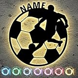 LEON FOLIEN Fußball Nachtlicht Schlummerlicht Geschenk Deko Led Wand Lampe personalisiert mit Namen...