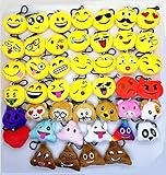 CHSYOO 45 Stücke mini Emoji Schlüsselanhänger Durchmesser 5cm Smileys Plüsch Kissen Stil Tasche...
