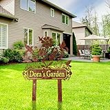 Personalisierte Metallschild mit Text Gravur - Gartenstecker Selbst Gestalten - Gartendeko für...