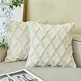 Ci & Ci 2er Set Boho Deko Kissenbezug 40x40 cm, Beige Kissen Sofakissen Dekokissen Zierkissen,...