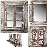 Melko Wandspiegel mit Fensterläden 64x54cm Shabby Chic Spiegelfenster mit Ablage, Fenstertüren als...