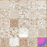 MWOOT 24 Stück Mixed Malschablonen, Geometrische Leoparden Blumenmuster Kunststoff Schablonen...