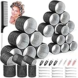 Qinzave 39 Stücke Lockenwickler Locken Set, Jumbo Groß Lockenwickler Selbsthaftend Hair Rollers...