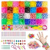 Kinder Gummi Bänder Set für Armbänder - 2500+ Gummis Baender Set in 32 Farben mit Zubehör und...