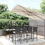 KTHLBRH 9-TLG. Gartenbar-Set mit Kissen Schwarz Poly Rattan Balkonmöbel-Sets Outdoor-Möbel-Sets...
