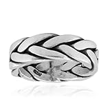 Cavill Silberring geflochten aus 925er Sterlingsilber, breiter moderner Ring mit poliertem und...