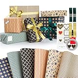 Hianjoo Geburtstag Geschenkpapier Set 6 Blatt, Gefaltet Geschenkpapier mit Geschenkanhänger und...