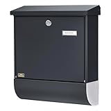 Burg Wächter Briefkasten mit Zeitungsfach und Namensschild, Verzinkter Stahl, Einwurf-Format DIN...