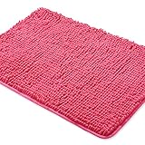 Yeaban Hot Pink Badezimmerteppiche,Dicke Chenille-Badematten,Saugfähiger und waschbarer Badteppich...