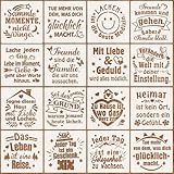 OOTSR 16 Stück Schablonen zum Malen auf Holz, 20x20cm Schablonen Inspirierende Wort Schablonen für...