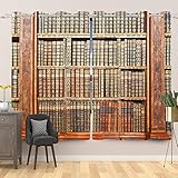 Vintage Bibliotheks-Bücherregal-Fenstervorhang, klassische Arbeiten, Retro-Verdunkelungsvorhänge...