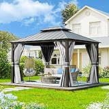 UDPATIO 3 x 3.65 m Gartenpavillon Wasserdicht Stabil Winterfest Hardtop Pavillon, Verzinkter Stahl...