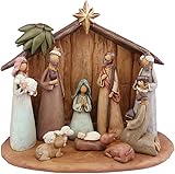 IFUNEYS Weihnachtskrippe Set Heilige Familie Krippe Figur - Stille Nacht Krippenstall Set...