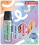 Textmarker - STABILO BOSS ORIGINAL Pastel by Ju Schnee - 4er Pack - Hauch von Minzgrün, wolkenblau,...