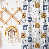 Gardinen Vorhangen Bunte 140x160 cm (BxH) Abril Kinderzimmer Gardine Bärchen Blau Vorhang Mit...