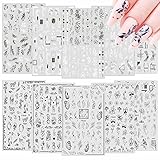 MXTIMWAN 10 Blatt Nagelsticker, Nagelsticker Selbstklebend, Weiß Schwarz Blumen Nail Art Sticker,...