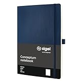 SIGEL CO340 Premium Notizbuch A4 blanko blau, Softcover, 194 nummerierte Seiten, nachhaltiges...