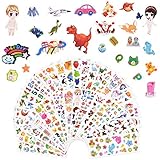 Vicloon 3D Aufkleber für Kinder, 38 Blätter 1000+ Verschiedene Geschwollene Aufkleber, Geschwollen...