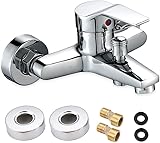 Mischbatterie Badewanne, HOVCEH Silber Badewannenarmatur, Wasserhahn Badewanne für Badewannen und...