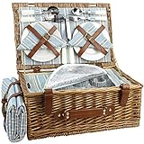 HappyPicnic Wicker Picknickkorb für 4 Personen, Willow Storage Hamper Service Geschenkset für...