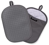 2 Stück Silikon Topflappen, hitzebeständige Topflappen mit Taschen, rutschfeste topflappen zum...