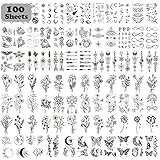 LEADTEAM 100 Blätter Fake Tattoos, Temporäre Tattoos Klebetattoos Erwachsene 3D Wasserdicht...