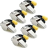 Hipat Pfeife, 6 Pack Edelstahl Sport Whistles mit Kordel, Laut klaren Klang Whistles Bulk Ideal für...