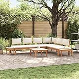 Gecheer Gartenbänke Set 4 pcs Braun und Creme 2-Sitzer Mittel Gartenmöbel Sitzbank für Outdoor...
