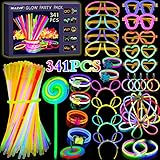 MULEVIP 341 Stück Knicklichter Party Set Glow Sticks Leuchtstäbe Kinder,Neon Leuchtarmbänder...