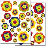 Wandkings Retro Blumen Wandsticker Set, 38 Aufkleber, 2 DIN A4 Bögen, Gesamtfläche 60 x 20 cm