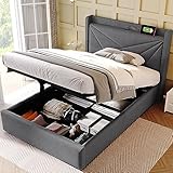 Dolamaní Polsterbett mit Kopfteil und Lattenrost, Stauraumbett mit Stauraum Bettkasten, Leinenstoff...