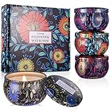 Viesap Aroma Kerzen, 4Pcs Frauen Duftkerzen Geschenk Set, Zitrone Lavendel Natürliches Soja Wachs...