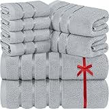 Utopia Towels - 8er-Pack Handtuch-Set mit Aufhängeschlaufe aus 97% Baumwolle, saugfähig und...