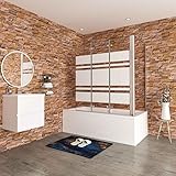 Aica Sanitär Badewannenaufsatz Eck Duschwand Badewanne 3-tlg.Faltwand mit Seitewand 6mm Nano...